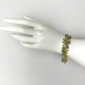Unique Vintage Y2K Peridot August Gemstone Green Beaded Cluster Bracelet